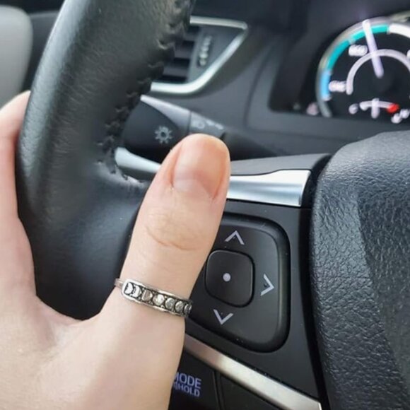 “Phases of Life” Moon Phase NightSky Engraved Ring - Picture 4 of 6